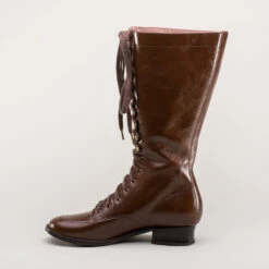 American Duchess Bessie Women's Vintage Aviator Boots (Brown) -StrideOne Store bessie coleman vintage leather aviator boots brown 7