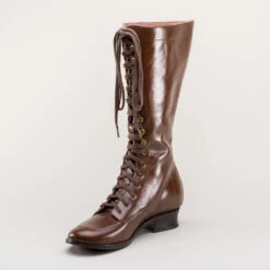 American Duchess Bessie Women's Vintage Aviator Boots (Brown) -StrideOne Store bessie coleman vintage leather aviator boots brown 8