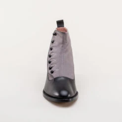 American Duchess Bristol Women's Vintage Button Boots (Grey/Black) -StrideOne Store bristol womens edwardian button boots grey black 9