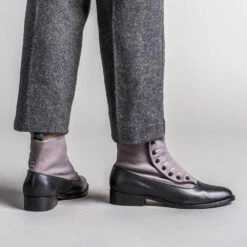 American Duchess Bristol Women's Vintage Button Boots (Grey/Black) -StrideOne Store bristol womens edwardian button boots grey black of 3