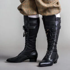 American Duchess Cambridge Women's Edwardian Bicycle Boots (Black/Black) -StrideOne Store cambridge bicycle boots black large calf 2