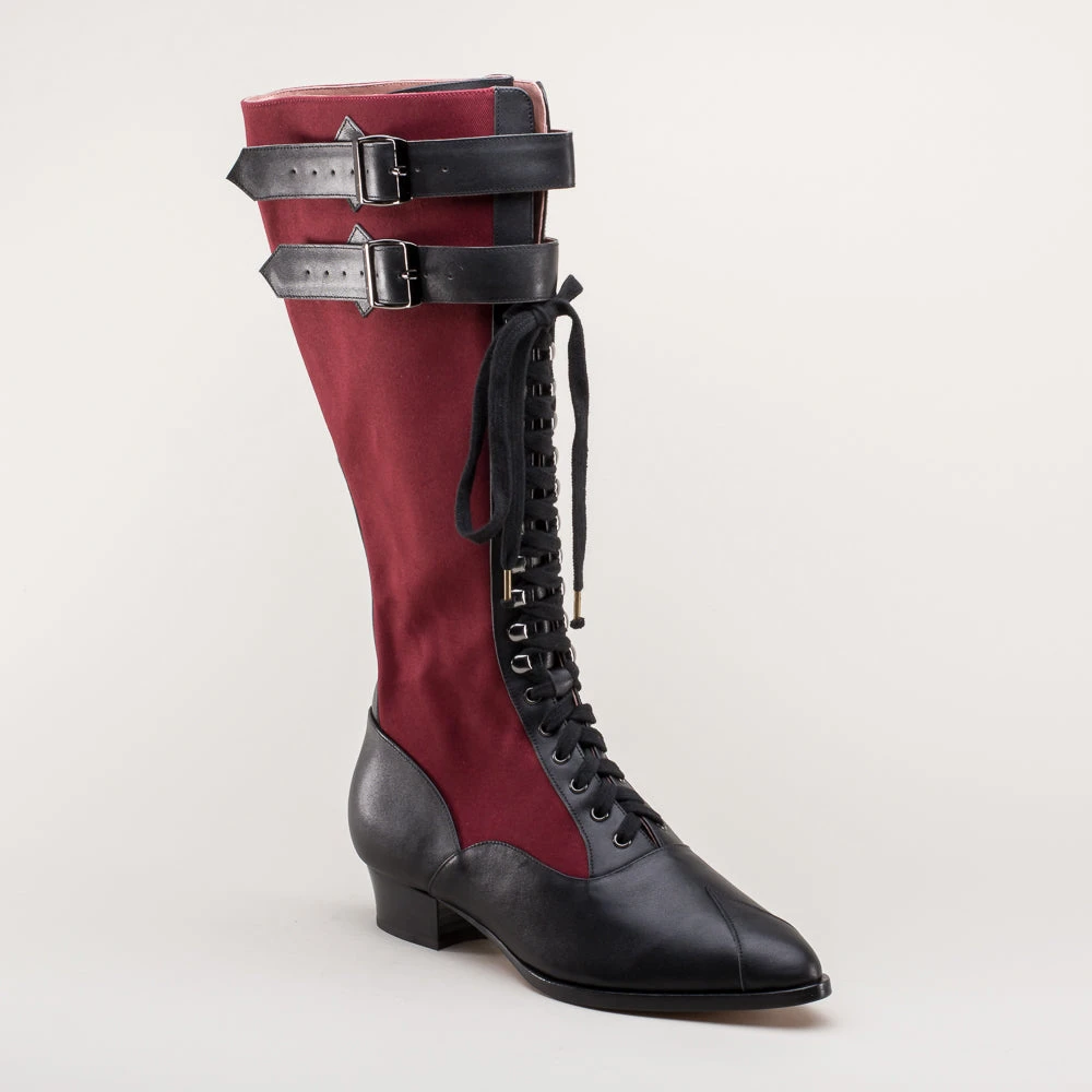 American Duchess Cambridge Women's Edwardian Bicycle Boots (Burgundy/Black) 7 American Duchess Cambridge Women's Edwardian Bicycle Boots (Burgundy/Black) - Image 5