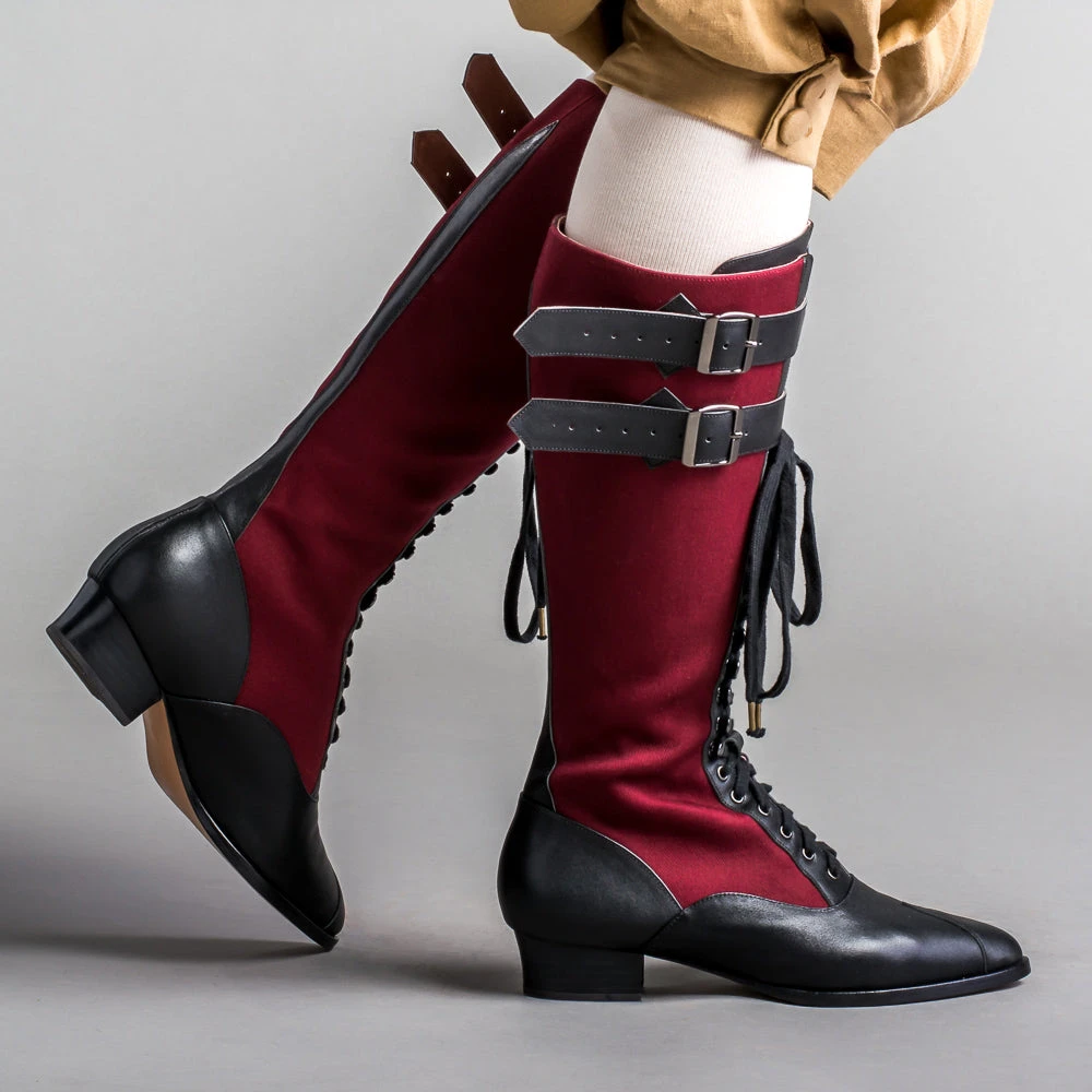 American Duchess Cambridge Women's Edwardian Bicycle Boots (Burgundy/Black) 5 American Duchess Cambridge Women's Edwardian Bicycle Boots (Burgundy/Black) - Image 3