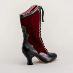 American Duchess Camille Women's Edwardian Boots (Burgundy/Black) -StrideOne Store camille edwardian boots black burgundy 4