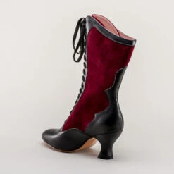 American Duchess Camille Women's Edwardian Boots (Burgundy/Black) -StrideOne Store camille edwardian boots black burgundy 6