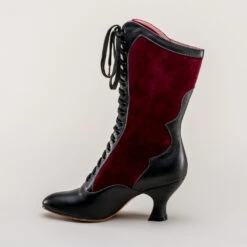 American Duchess Camille Women's Edwardian Boots (Burgundy/Black) -StrideOne Store camille edwardian boots black burgundy 7