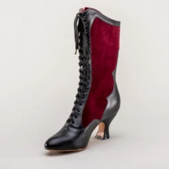 American Duchess Camille Women's Edwardian Boots (Burgundy/Black) -StrideOne Store camille edwardian boots black burgundy 8
