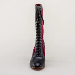 American Duchess Camille Women's Edwardian Boots (Burgundy/Black) -StrideOne Store camille edwardian boots black burgundy 9