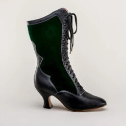 American Duchess Camille Women's Edwardian Boots (Black/Green) -StrideOne Store camille edwardian boots black green 3