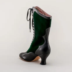 American Duchess Camille Women's Edwardian Boots (Black/Green) -StrideOne Store camille edwardian boots black green 6