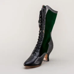 American Duchess Camille Women's Edwardian Boots (Black/Green) -StrideOne Store camille edwardian boots black green 8