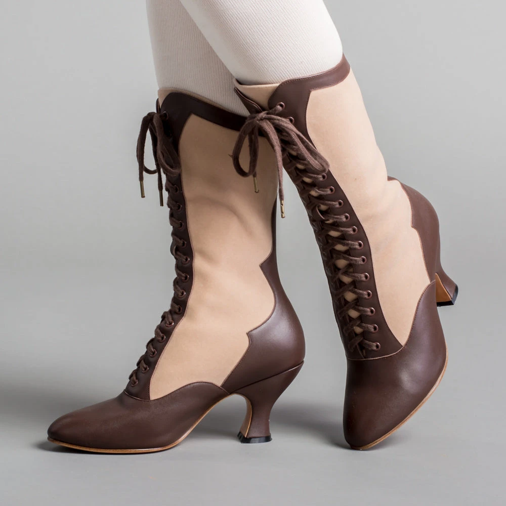 American Duchess Camille Women's Edwardian Boots (Brown/Tan) 4 American Duchess Camille Women's Edwardian Boots (Brown/Tan) - Image 2