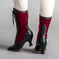 American Duchess Camille Women's Edwardian Boots (Burgundy/Black) -StrideOne Store camille edwardian boots burgundy black OF 5