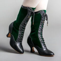American Duchess Camille Women's Edwardian Boots (Black/Green)