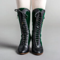 American Duchess Camille Women's Edwardian Boots (Black/Green) -StrideOne Store camille edwardian boots green black OF 3