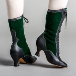 American Duchess Camille Women's Edwardian Boots (Black/Green) -StrideOne Store camille edwardian boots green black OF 4