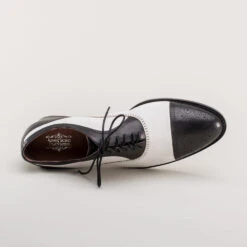 American Duchess Dandy Men's Vintage Cap Toe Oxfords (Black/White) -StrideOne Store dandy wellington cap toe oxford black white 11
