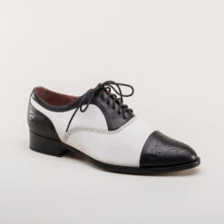 StrideOne Store -StrideOne Store dandy wellington cap toe oxford black white 2