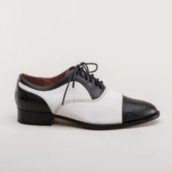 American Duchess Dandy Men's Vintage Cap Toe Oxfords (Black/White) -StrideOne Store dandy wellington cap toe oxford black white 3