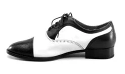 American Duchess Dandy Men's Vintage Cap Toe Oxfords (Black/White) -StrideOne Store dandy wellington cap toe oxford black white label no display