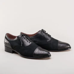 American Duchess Dandy Men's Vintage Cap Toe Oxfords (Black)