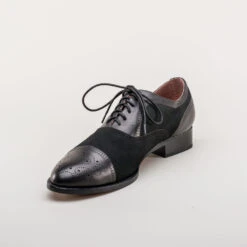 American Duchess Dandy Men's Vintage Cap Toe Oxfords (Black) -StrideOne Store dandy wellington cap toe oxford blue black 8