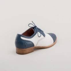 American Duchess Dandy Men's Vintage Cap Toe Oxfords (Blue/White) -StrideOne Store dandy wellington cap toe oxford blue white 4