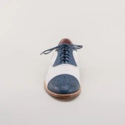 American Duchess Dandy Men's Vintage Cap Toe Oxfords (Blue/White) -StrideOne Store dandy wellington cap toe oxford blue white 9