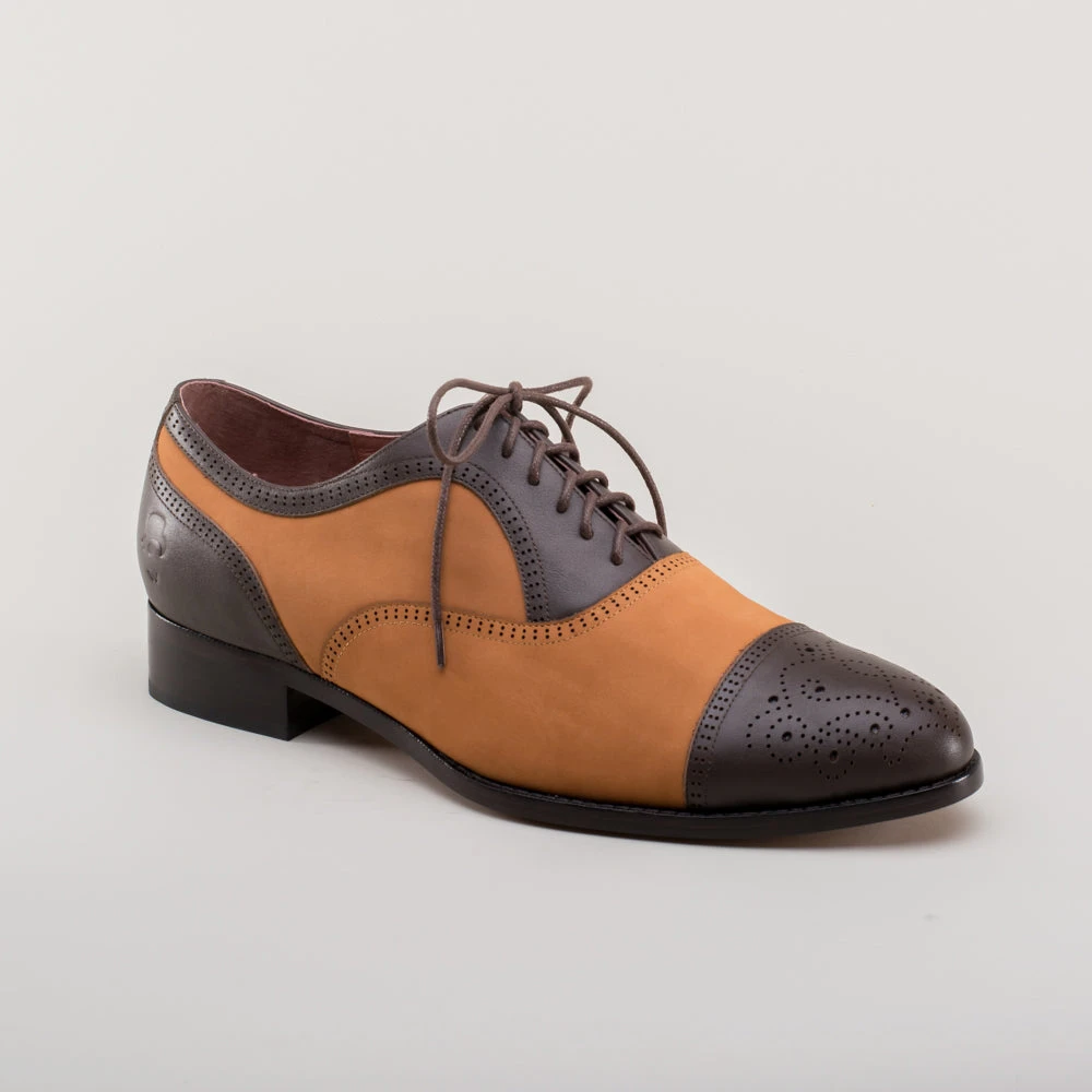 American Duchess Dandy Men's Vintage Cap Toe Oxfords (Brown/Cognac) 4 American Duchess Dandy Men's Vintage Cap Toe Oxfords (Brown/Cognac) - Image 2