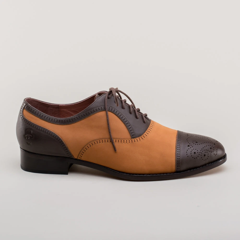 American Duchess Dandy Men's Vintage Cap Toe Oxfords (Brown/Cognac) 5 American Duchess Dandy Men's Vintage Cap Toe Oxfords (Brown/Cognac) - Image 3