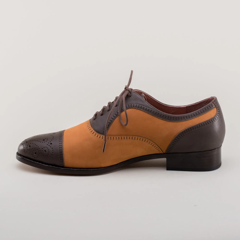 American Duchess Dandy Men's Vintage Cap Toe Oxfords (Brown/Cognac) 9 American Duchess Dandy Men's Vintage Cap Toe Oxfords (Brown/Cognac) - Image 7