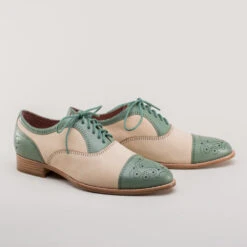 American Duchess Dandy Men's Vintage Cap Toe Oxfords (Sage/Buff)