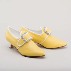 American Duchess Dunmore Women's 18th Century Shoes (Yellow/White)