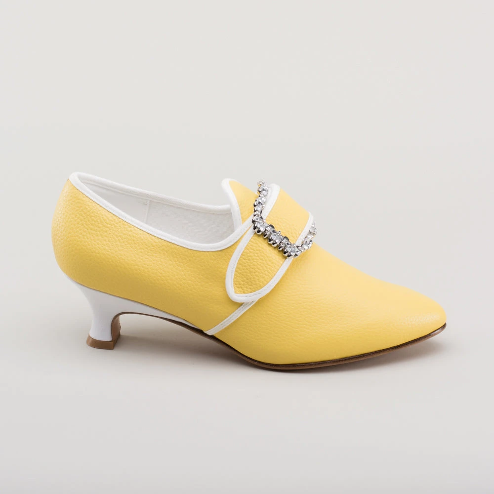 American Duchess Dunmore Women's 18th Century Shoes (Yellow/White) 5 American Duchess Dunmore Women's 18th Century Shoes (Yellow/White) - Image 3