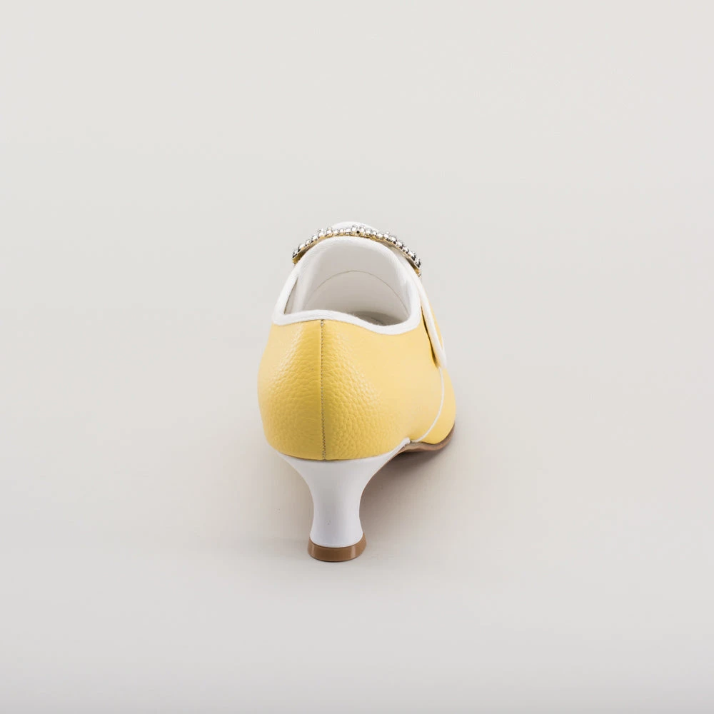 American Duchess Dunmore Women's 18th Century Shoes (Yellow/White) 7 American Duchess Dunmore Women's 18th Century Shoes (Yellow/White) - Image 5