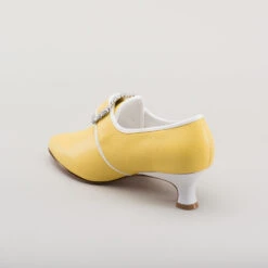 American Duchess Dunmore Women's 18th Century Shoes (Yellow/White) 18 American Duchess Dunmore Women's 18th Century Shoes (Yellow/White) -StrideOne Store dunmore 18th century shoes yellow white 2 w 6