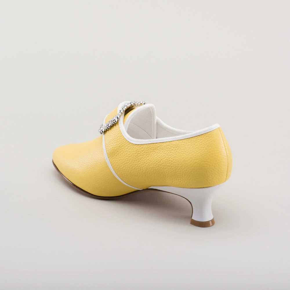 American Duchess Dunmore Women's 18th Century Shoes (Yellow/White) 8 American Duchess Dunmore Women's 18th Century Shoes (Yellow/White) - Image 6