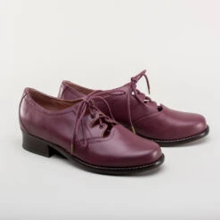 American Duchess Ghillie Vintage Lace-Up Shoes (Merlot) -StrideOne Store ghillie 1940s shoes merlot