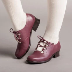 American Duchess Ghillie Vintage Lace-Up Shoes (Merlot) -StrideOne Store ghillie 1940s shoes merlot of 2