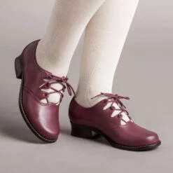 American Duchess Ghillie Vintage Lace-Up Shoes (Merlot) -StrideOne Store ghillie 1940s shoes merlot of
