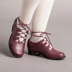 American Duchess Ghillie Vintage Lace-Up Shoes (Merlot)