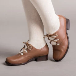 American Duchess Ghillie Vintage Lace-Up Shoes (Tan) -StrideOne Store ghillie 1940s shoes tan of 2