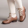 American Duchess Ghillie Vintage Lace-Up Shoes (Tan) -StrideOne Store ghillie 1940s shoes tan of 5