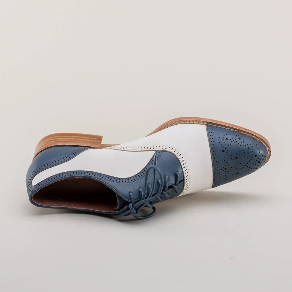 American Duchess Gladys Women's Vintage Cap Toe Oxfords (Blue/White) 16 American Duchess Gladys Women's Vintage Cap Toe Oxfords (Blue/White) - Image 14