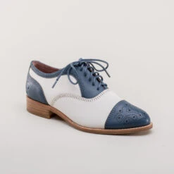American Duchess Gladys Women's Vintage Cap Toe Oxfords (Blue/White) 21 American Duchess Gladys Women's Vintage Cap Toe Oxfords (Blue/White) -StrideOne Store gladys vintage cap toe oxford dandy wellington blue white 2