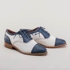 American Duchess Gladys Women's Vintage Cap Toe Oxfords (Blue/White) 20 American Duchess Gladys Women's Vintage Cap Toe Oxfords (Blue/White) -StrideOne Store gladys vintage cap toe oxford dandy wellington blue white