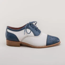 American Duchess Gladys Women's Vintage Cap Toe Oxfords (Blue/White) 22 American Duchess Gladys Women's Vintage Cap Toe Oxfords (Blue/White) -StrideOne Store gladys vintage cap toe oxford dandy wellington blue white 3