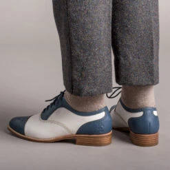 American Duchess Gladys Women's Vintage Cap Toe Oxfords (Blue/White) 19 American Duchess Gladys Women's Vintage Cap Toe Oxfords (Blue/White) -StrideOne Store gladys vintage cap toe oxford dandy wellington blue white of 3