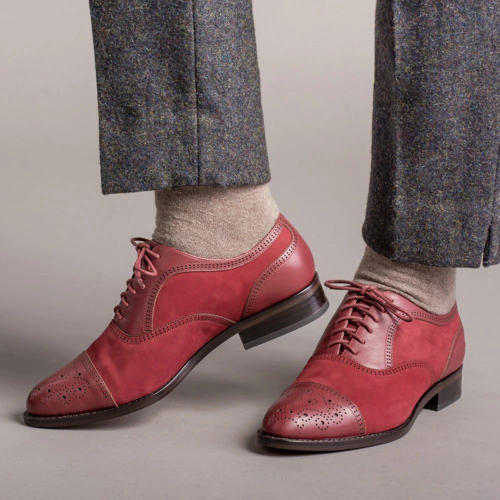 American Duchess Gladys Women's Vintage Cap Toe Oxfords (Oxblood) 4 American Duchess Gladys Women's Vintage Cap Toe Oxfords (Oxblood) - Image 2