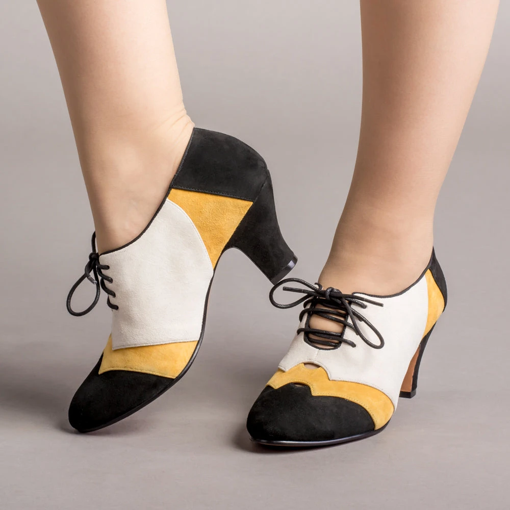 American Duchess Karolina Women's Retro Oxfords (Black/Yellow/Ivory) 4 American Duchess Karolina Women's Retro Oxfords (Black/Yellow/Ivory) - Image 2